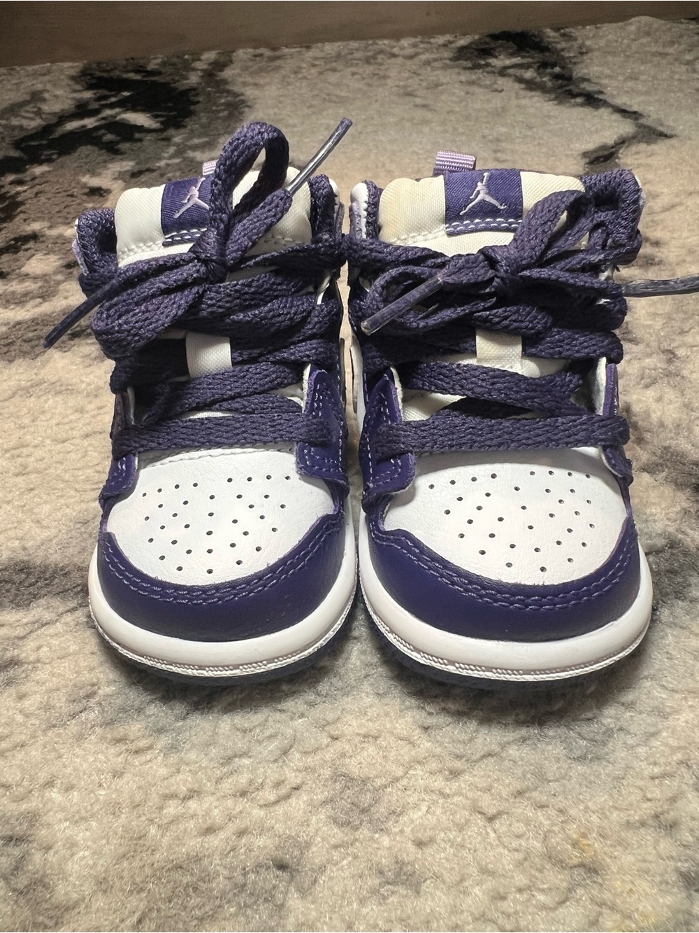 Nike Kids White and Purple Mid-Top Sneakers